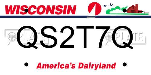 QS2T7Q Wisconsin License Plate