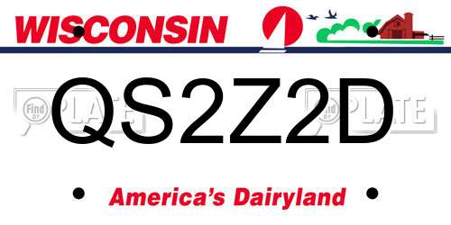 QS2Z2D Wisconsin License Plate