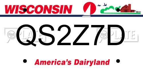 QS2Z7D Wisconsin License Plate