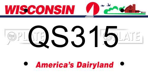 QS315 Wisconsin License Plate
