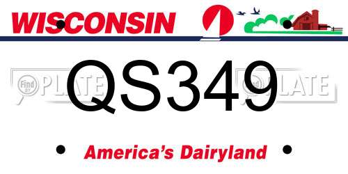 QS349 Wisconsin License Plate