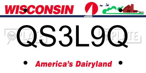 QS3L9Q Wisconsin License Plate