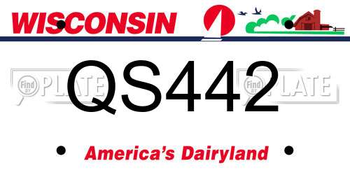 QS442 Wisconsin License Plate