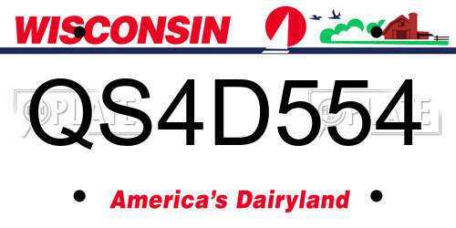 QS4D554 Wisconsin License Plate