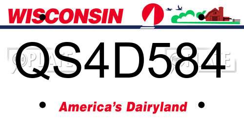 QS4D584 Wisconsin License Plate