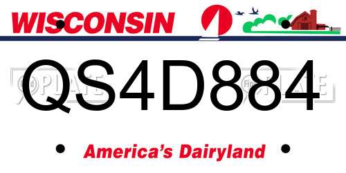 QS4D884 Wisconsin License Plate