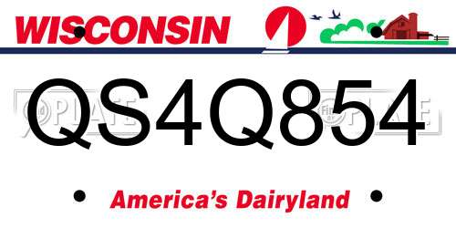QS4Q854 Wisconsin License Plate