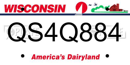 QS4Q884 Wisconsin License Plate
