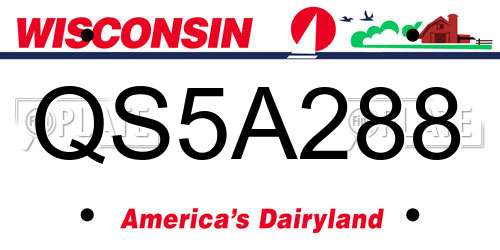 QS5A288 Wisconsin License Plate