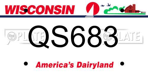 QS683 Wisconsin License Plate