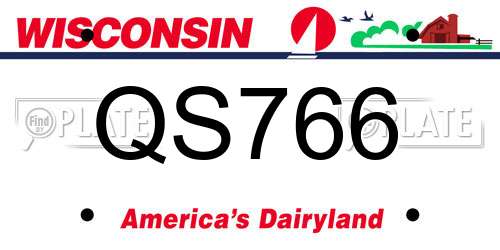 QS766 Wisconsin License Plate