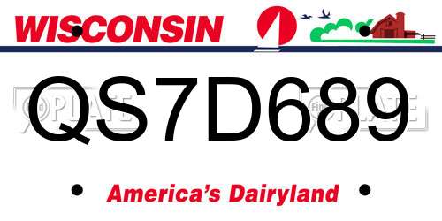 QS7D689 Wisconsin License Plate