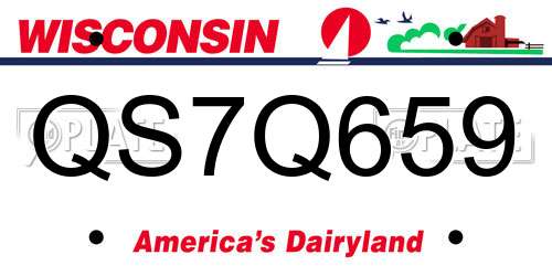 QS7Q659 Wisconsin License Plate