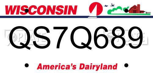 QS7Q689 Wisconsin License Plate