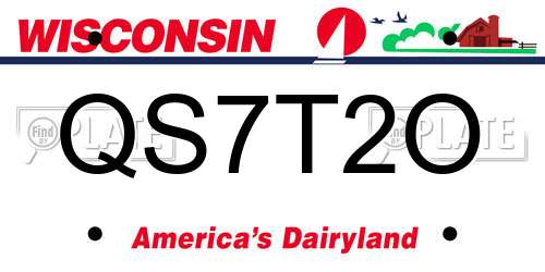 QS7T2O Wisconsin License Plate