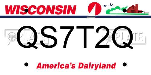 QS7T2Q Wisconsin License Plate