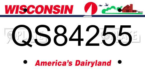 QS84255 Wisconsin License Plate