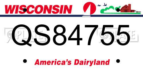 QS84755 Wisconsin License Plate