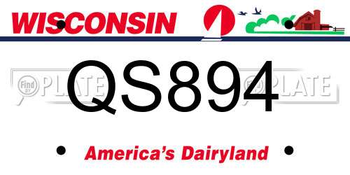QS894 Wisconsin License Plate