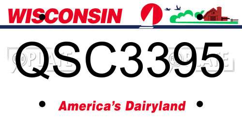 QSC3395 Wisconsin License Plate