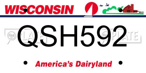 QSH592 Wisconsin License Plate
