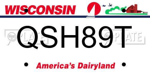 QSH89T Wisconsin License Plate