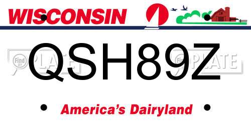 QSH89Z Wisconsin License Plate