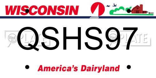 QSHS97 Wisconsin License Plate