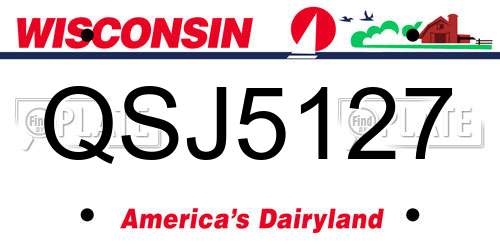 QSJ5127 Wisconsin License Plate