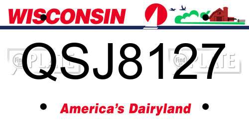 QSJ8127 Wisconsin License Plate