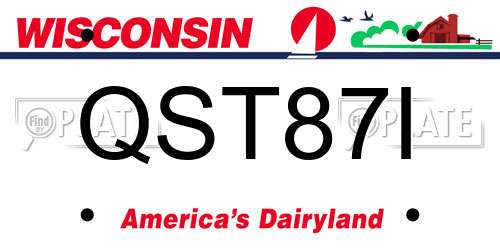QST87I Wisconsin License Plate