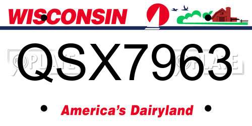 QSX7963 Wisconsin License Plate