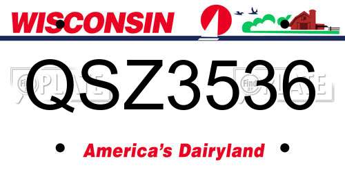 QSZ3536 Wisconsin License Plate
