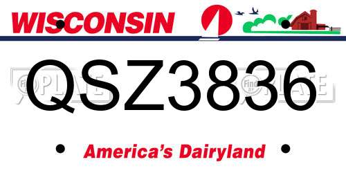 QSZ3836 Wisconsin License Plate
