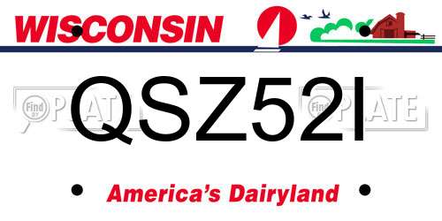 QSZ52I Wisconsin License Plate