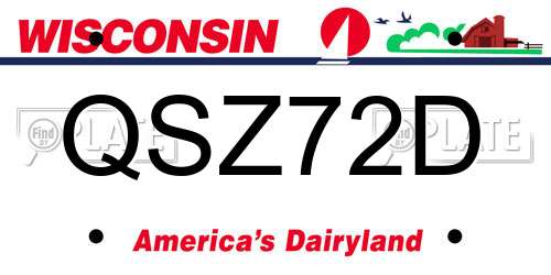 QSZ72D Wisconsin License Plate