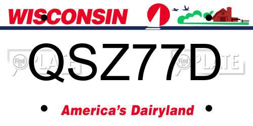 QSZ77D Wisconsin License Plate