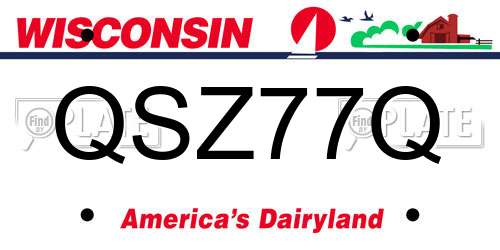 QSZ77Q Wisconsin License Plate