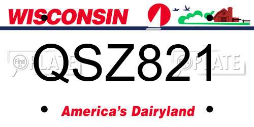 QSZ821 Wisconsin License Plate