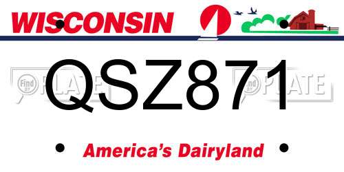 QSZ871 Wisconsin License Plate