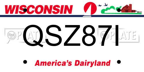 QSZ87I Wisconsin License Plate