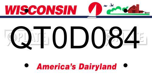 QT0D084 Wisconsin License Plate