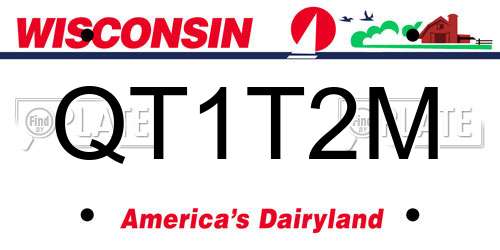 QT1T2M Wisconsin License Plate