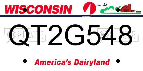 QT2G548 Wisconsin License Plate