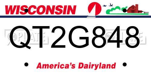 QT2G848 Wisconsin License Plate