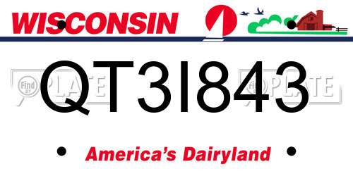 QT3I843 Wisconsin License Plate