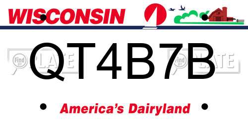 QT4B7B Wisconsin License Plate