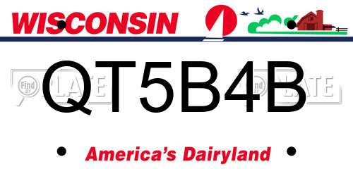 QT5B4B Wisconsin License Plate