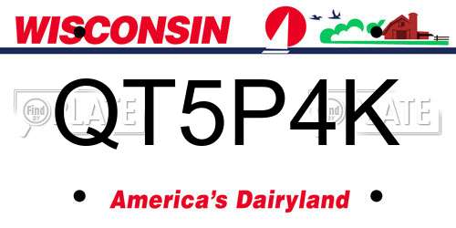 QT5P4K Wisconsin License Plate