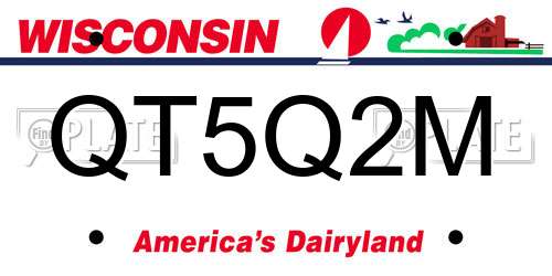 QT5Q2M Wisconsin License Plate